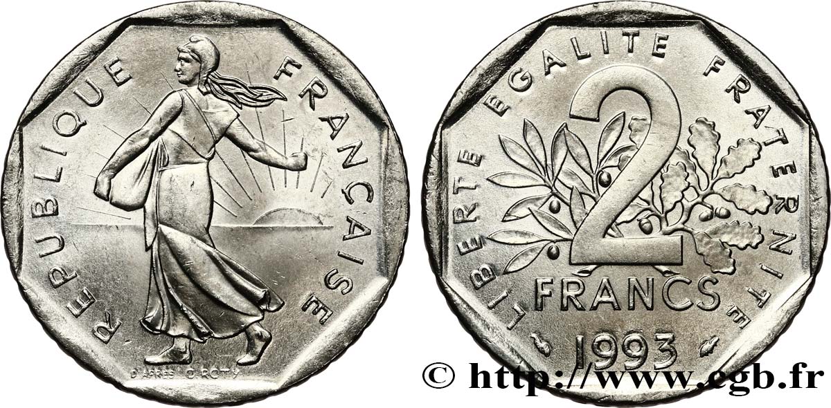 2 francs Semeuse, nickel 1993 Pessac F.272/19 EBC62 