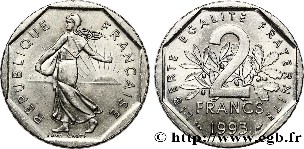 2 francs Semeuse, nickel 1993 Pessac F.272/19 SPL62 