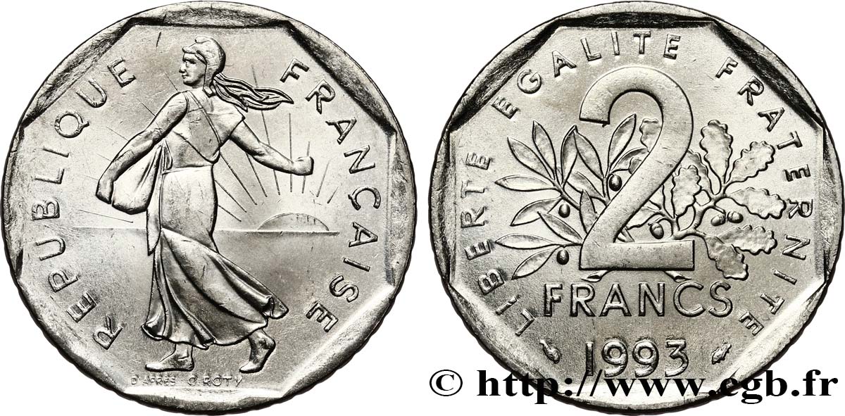 2 francs Semeuse, nickel 1993 Pessac F.272/19 MS62 