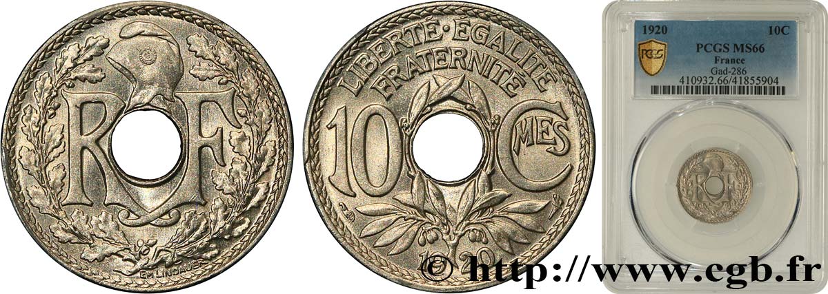 10 centimes Lindauer 1920  F.138/4 ST66 PCGS