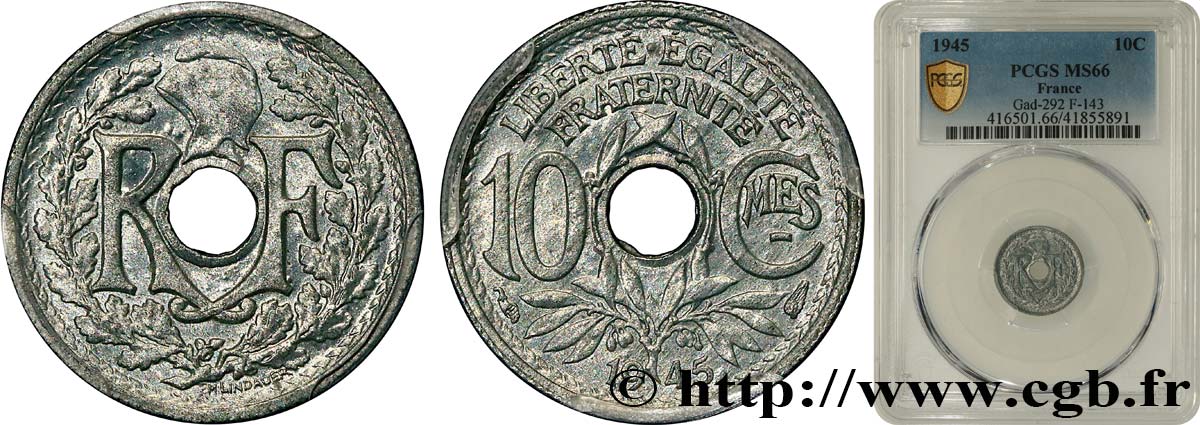 10 centimes Lindauer, petit module 1945  F.143/2 FDC66 PCGS