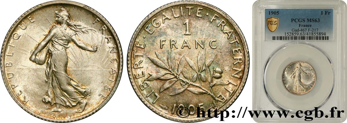 1 franc Semeuse 1905 Paris F.217/10 MS63 PCGS