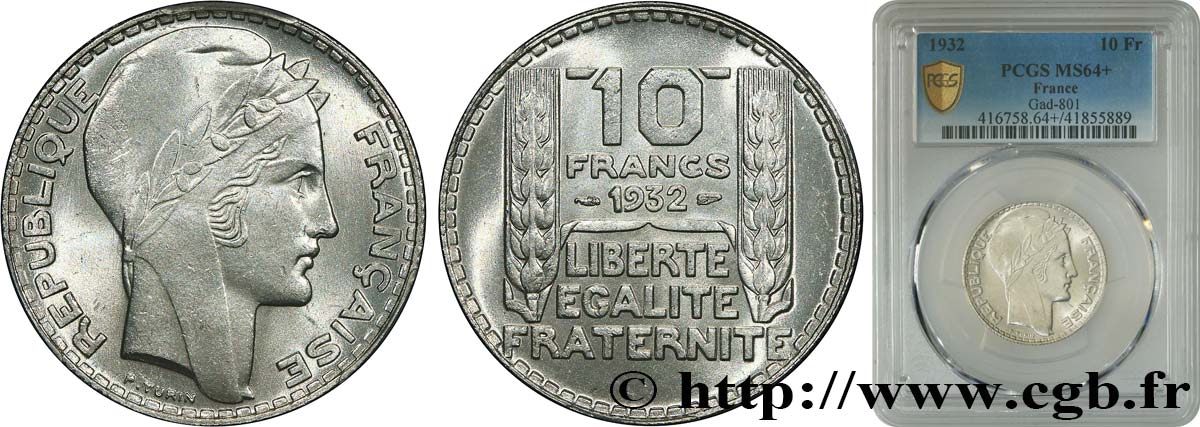 10 francs Turin 1932  F.360/5 SPL64 PCGS