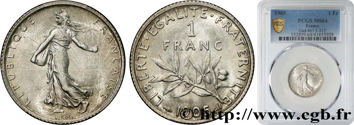 1 franc Semeuse 1905 Paris F.217/10 MS64 PCGS