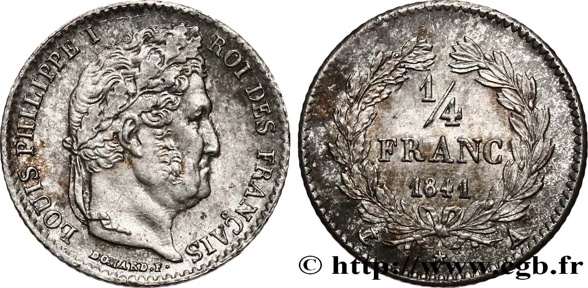 1/4 franc Louis-Philippe 1841 Paris F.166/85 SPL63 