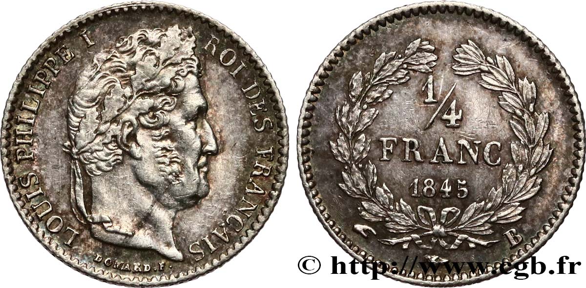 1/4 franc Louis-Philippe 1845 Rouen F.166/103 SUP 