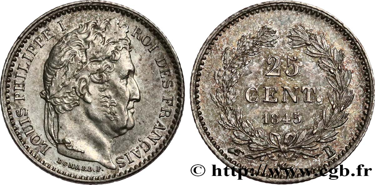 25 centimes Louis-Philippe 1845 Rouen F.167/1 SUP61 