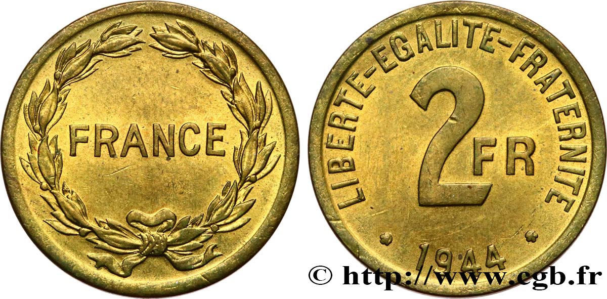 2 francs France 1944  F.271/1 MS62 