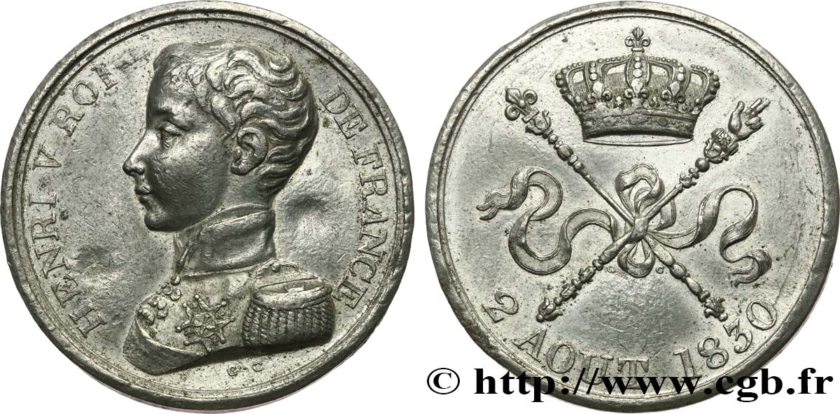 Module de 5 francs pour l’avènement d’Henri V 1830  VG.2688  EBC 