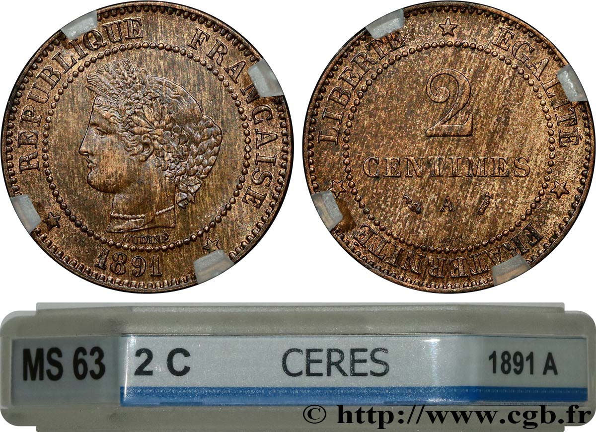 2 centimes Cérès 1891 Paris F.109/17 fST63 GENI