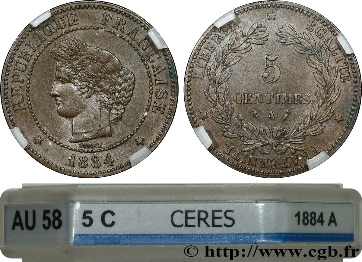 5 centimes Cérès 1884 Paris F.118/26 SUP58 GENI