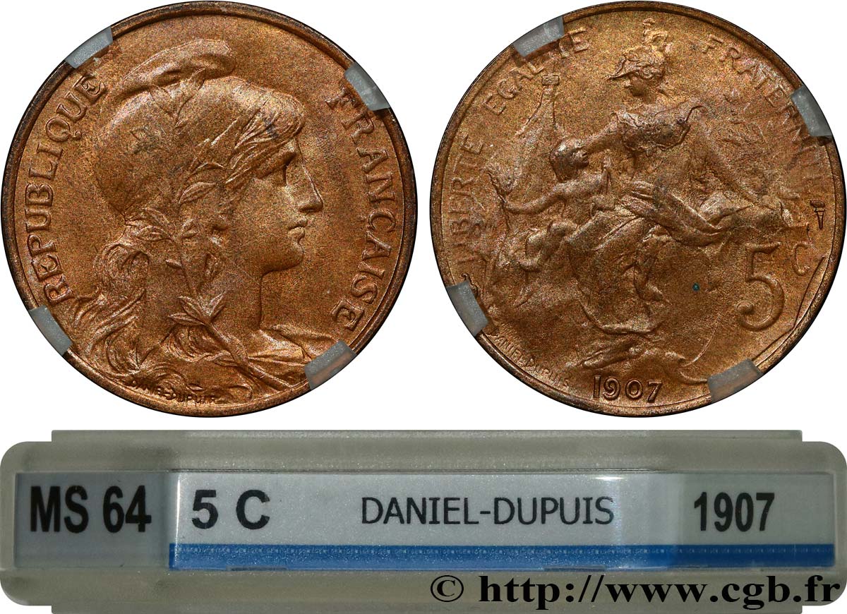 5 centimes Daniel-Dupuis 1907  F.119/17 SPL64 GENI