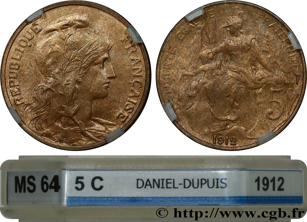 5 centimes Daniel-Dupuis 1912  F.119/24 SPL64 GENI