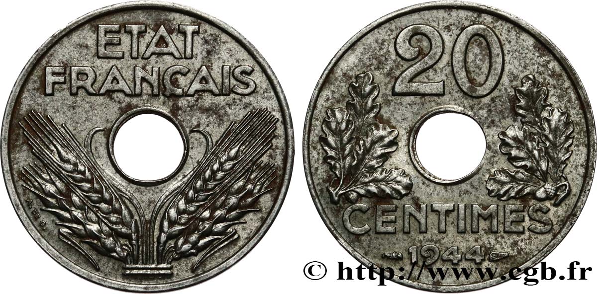 20 centimes fer 1944  F.154/3 SS53 