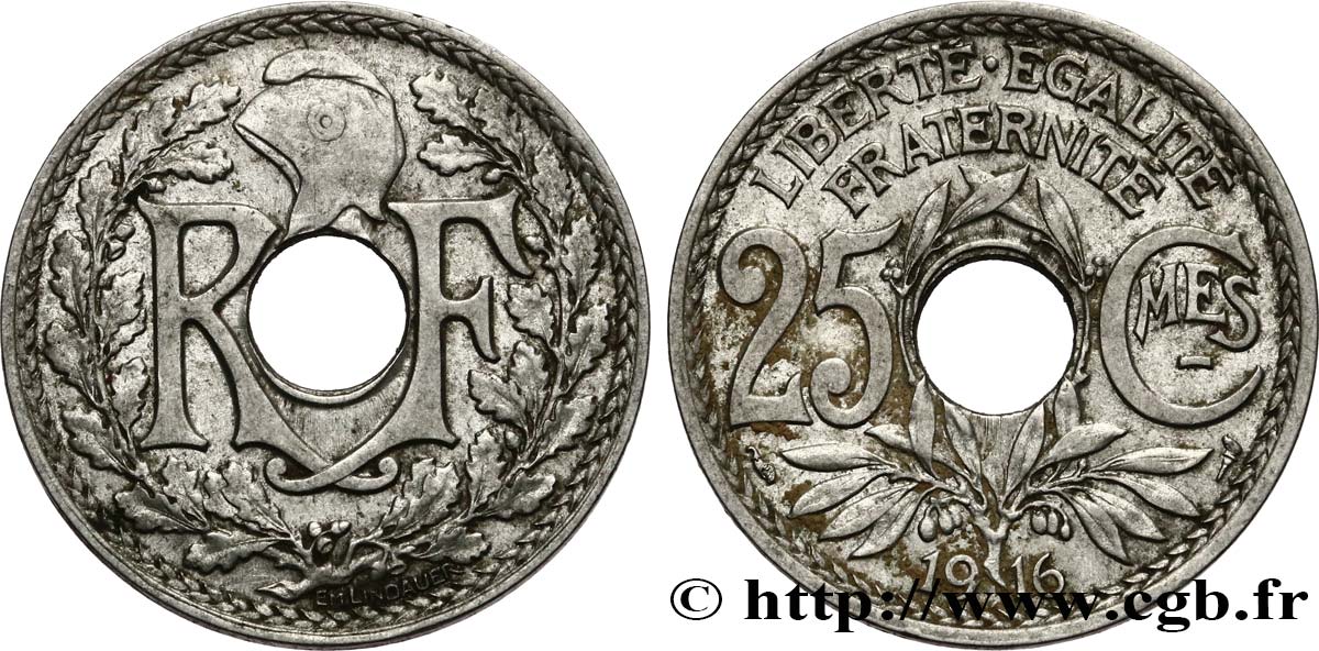25 centimes Lindauer, Cmes souligné 1916 Paris F.170/4 TTB 
