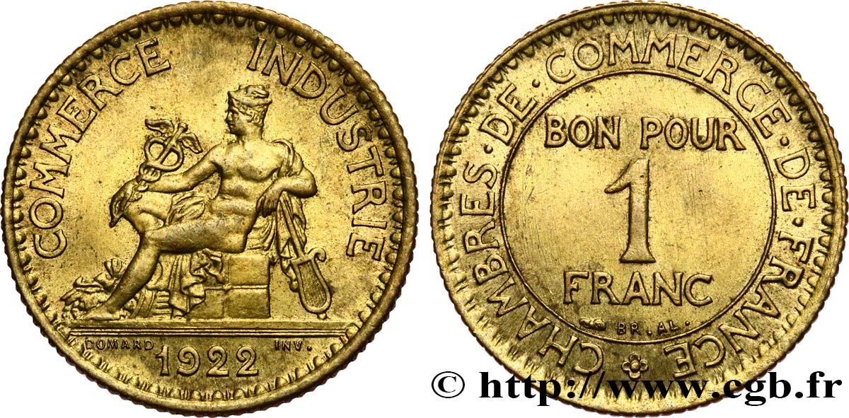 1 franc Chambres de Commerce 1922 Paris F.218/4 MS60 
