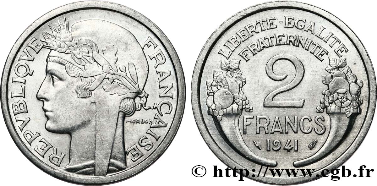 2 francs Morlon, aluminium 1941  F.269/2 SUP61 