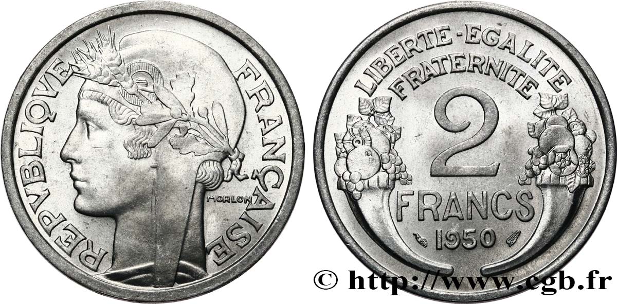 2 francs Morlon, aluminium 1950  F.269/16 SPL64 