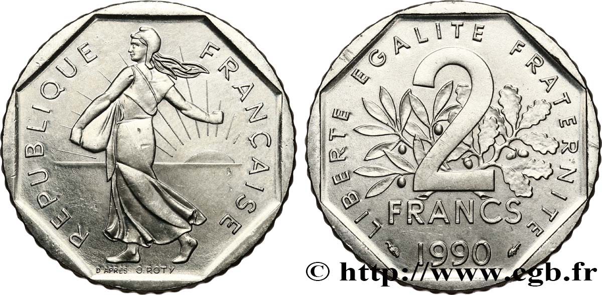 2 francs Semeuse, nickel 1990 Pessac F.272/14 VZ61 