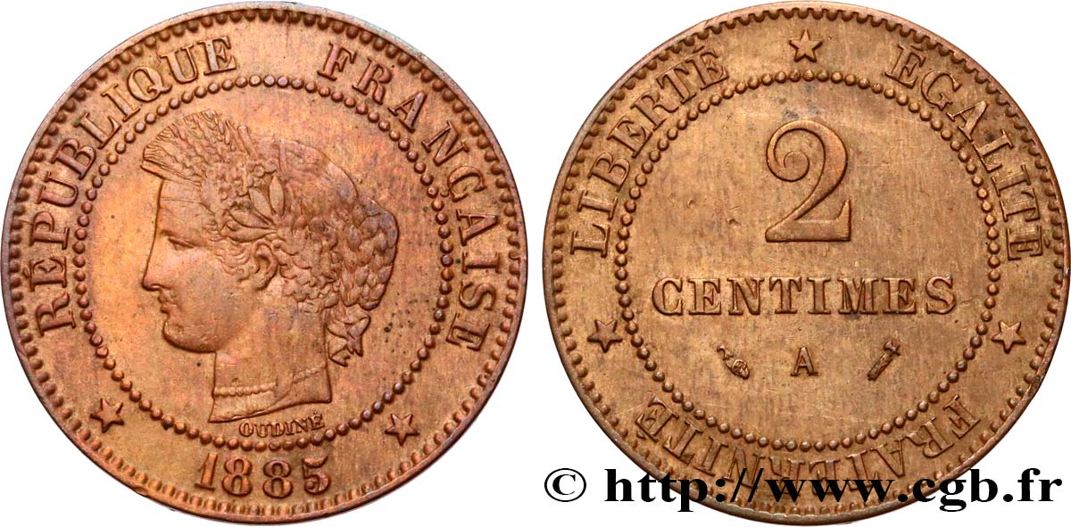 2 centimes Cérès 1885 Paris F.109/10 BC35 