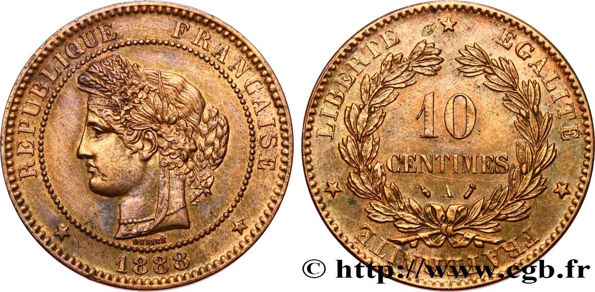 10 centimes Cérès 1888 Paris F.135/33 q.SPL 