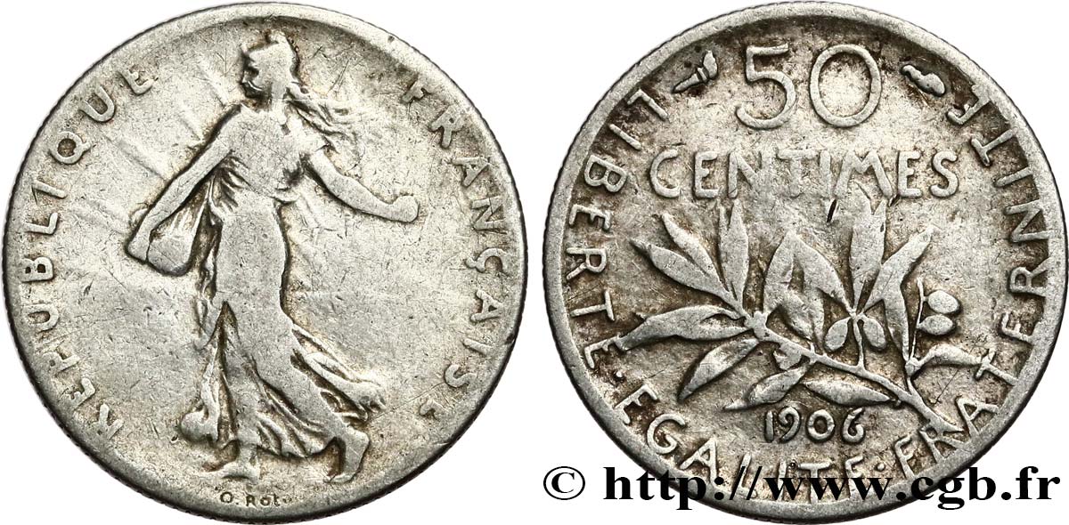 50 centimes Semeuse 1906 Paris F.190/13 MB 