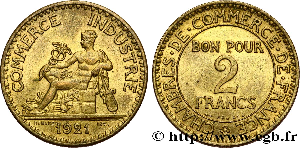 2 francs Chambres de Commerce 1921  F.267/3 SPL62 