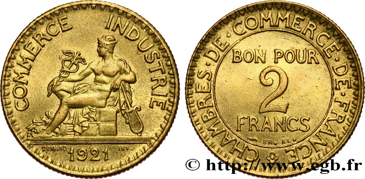 2 francs Chambres de Commerce 1921  F.267/3 MS62 