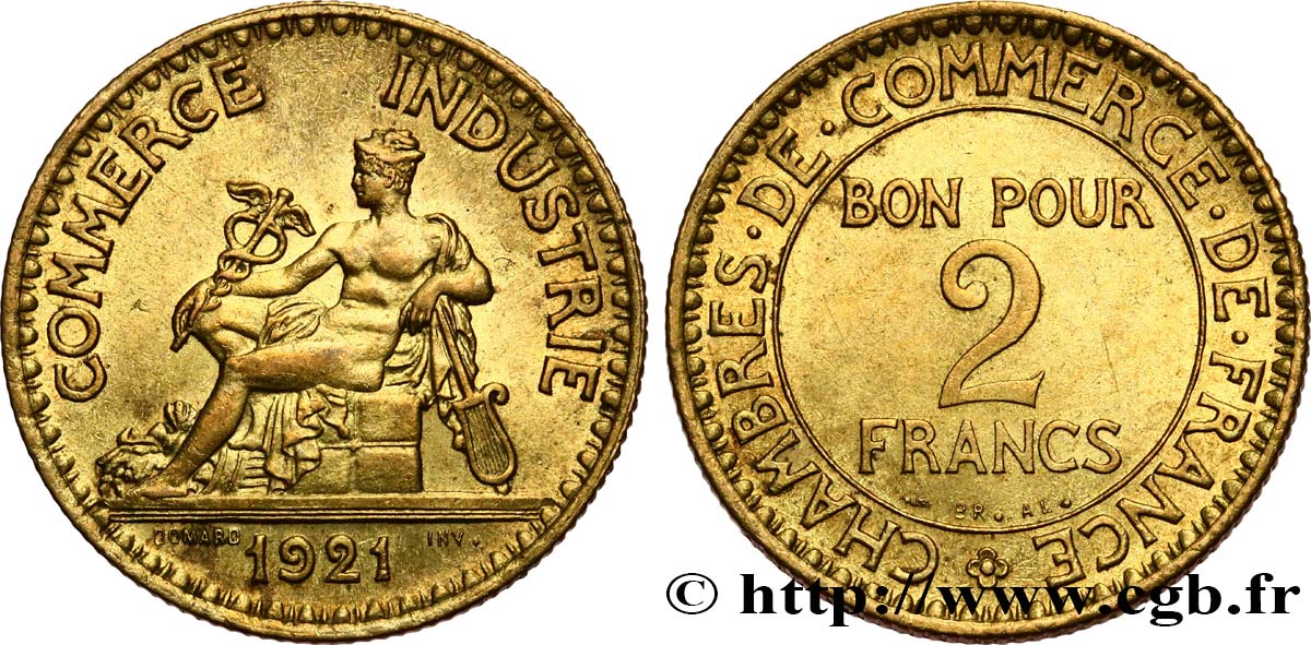 2 francs Chambres de Commerce 1921  F.267/3 EBC60 