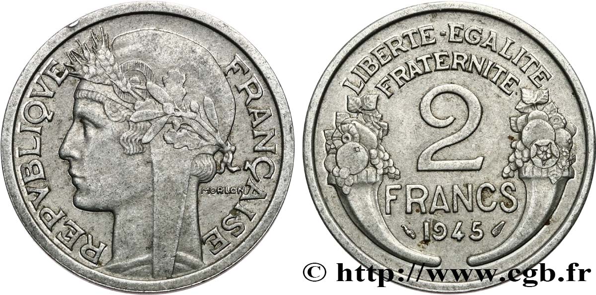 2 francs Morlon, aluminium 1945  F.269/5 BB50 