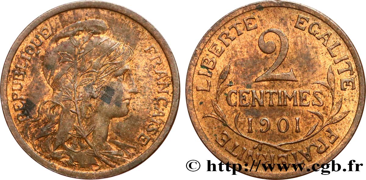 2 centimes Daniel-Dupuis 1901 Paris F.110/6 EBC55 