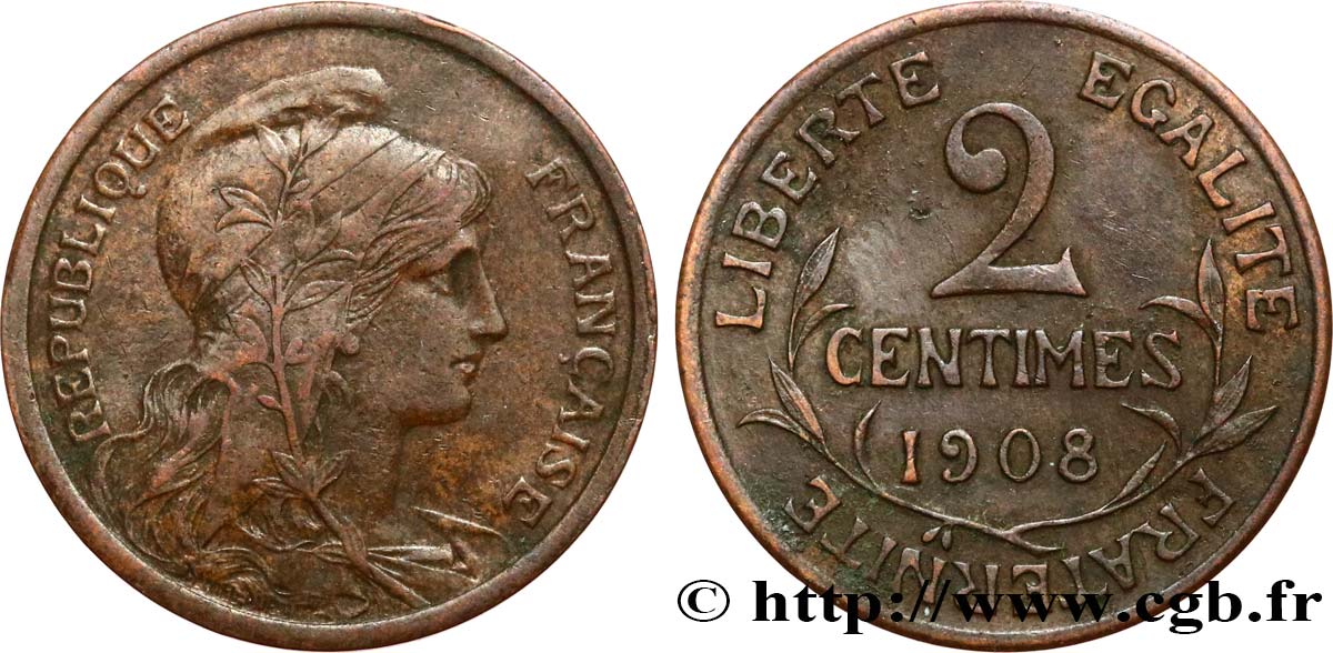 2 centimes Daniel-Dupuis 1908 Paris F.110/11 TB 