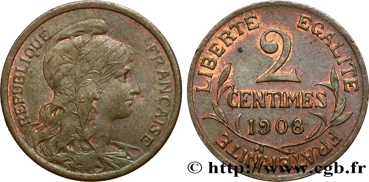 2 centimes Daniel-Dupuis 1908 Paris F.110/11 TTB53 