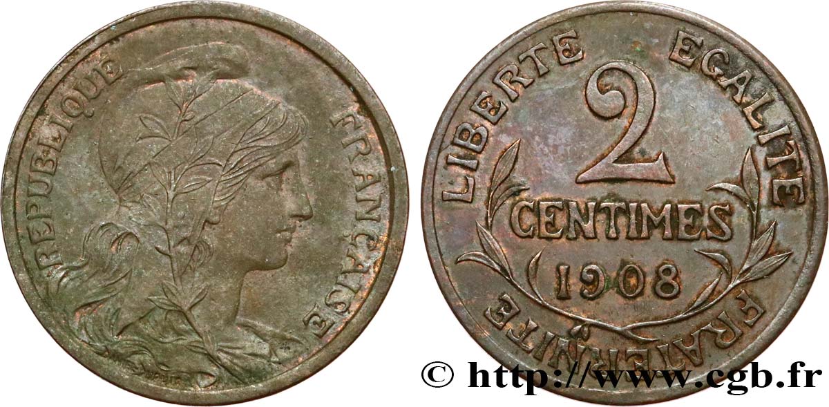 2 centimes Daniel-Dupuis 1908 Paris F.110/11 TTB+ 