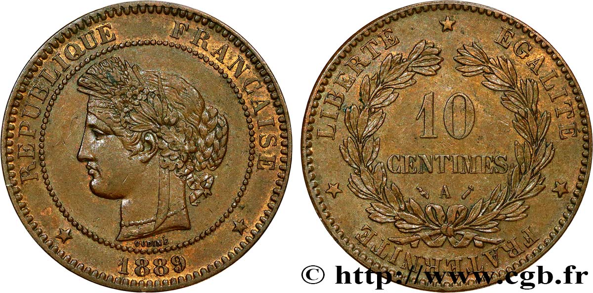 10 centimes Cérès 1889 Paris F.135/34 TTB+ 