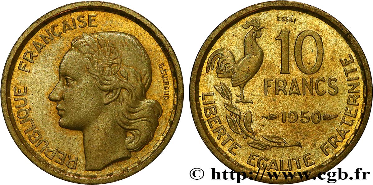 Essai de 10 francs Guiraud 1950  F.363/1 EBC62 