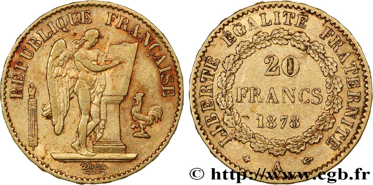 20 francs génie, Troisième république 1878 Paris F.533/6 BB 