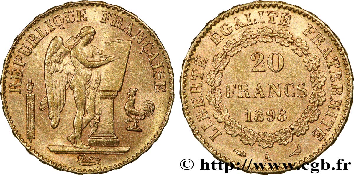 20 francs génie, Troisième république 1898 Paris F.533/23 TTB+ 