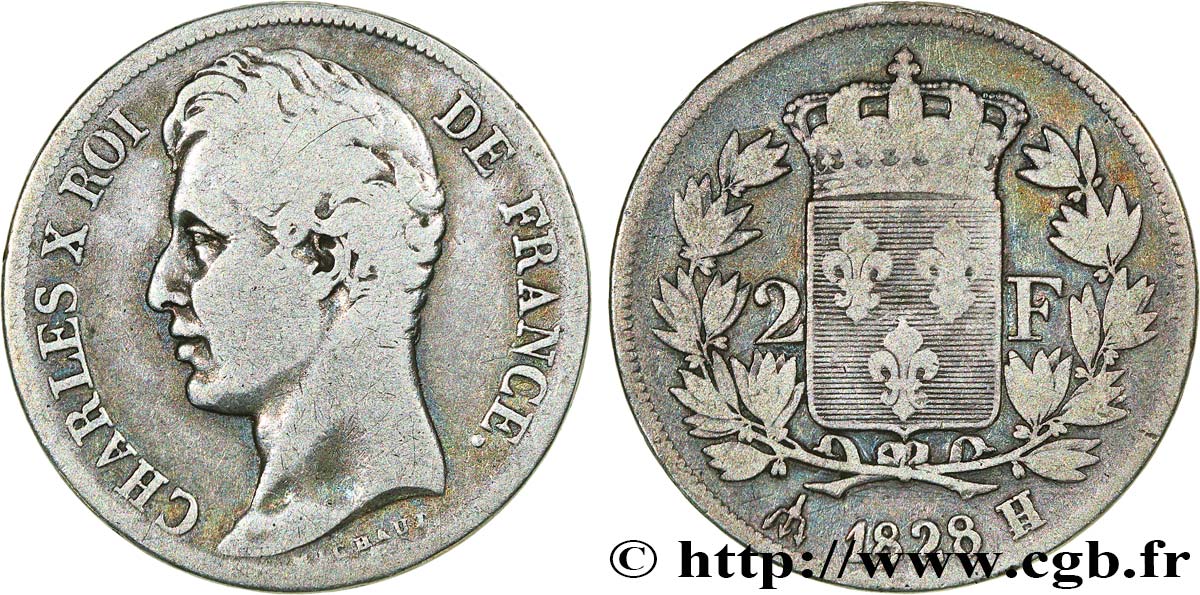 2 francs Charles X 1828 La Rochelle F.258/41 BC15 