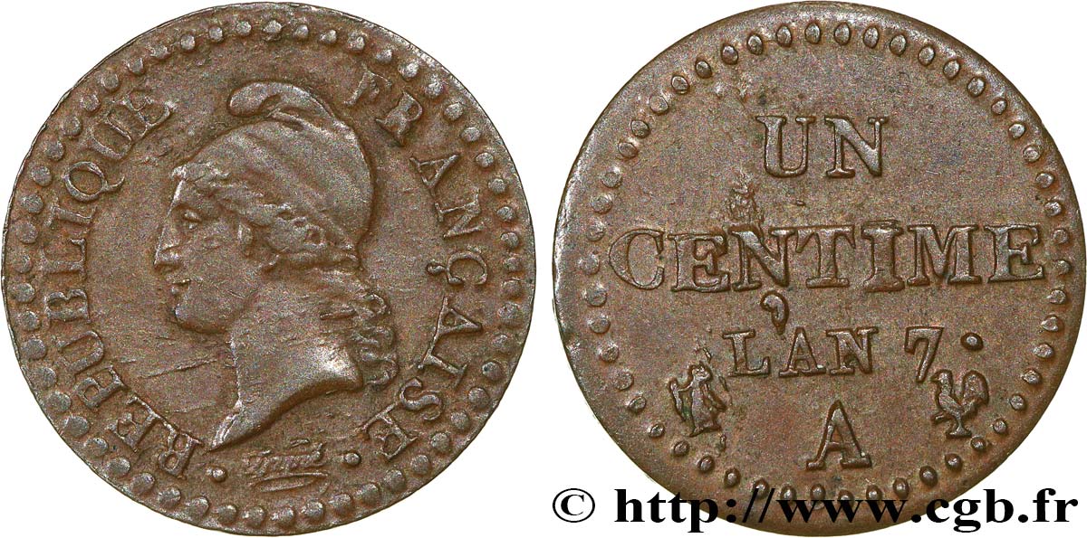 Un centime Dupré, grand 7 1799 Paris F.100/16 AU55 