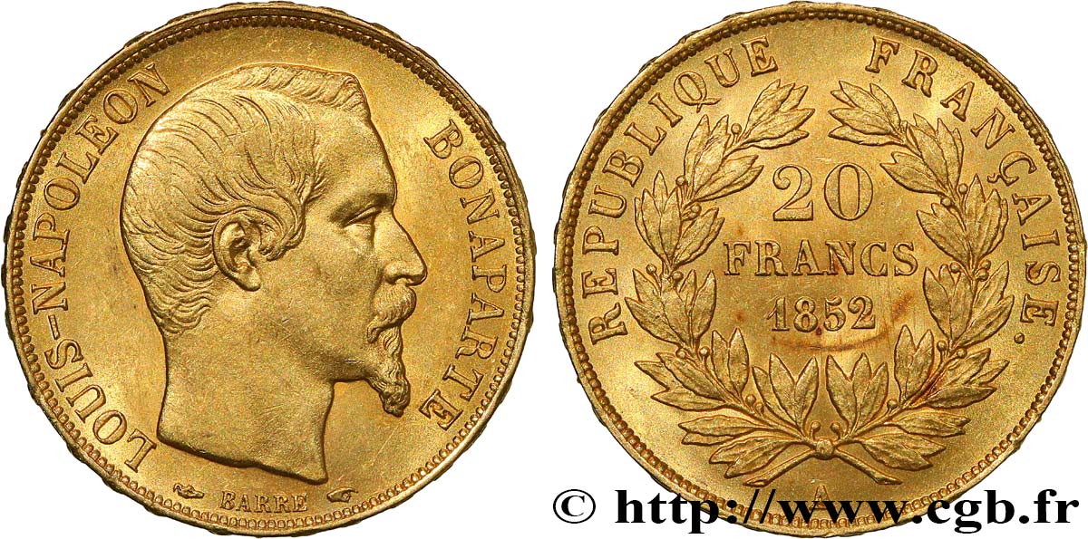20 francs or Louis-Napoléon 1852 Paris F.530/1 SUP+ 
