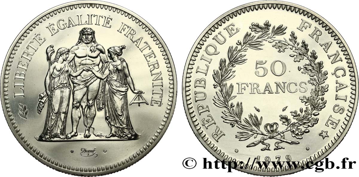 Piéfort Argent de 50 francs Hercule 1979 Pessac GEM.223 P1 ST 