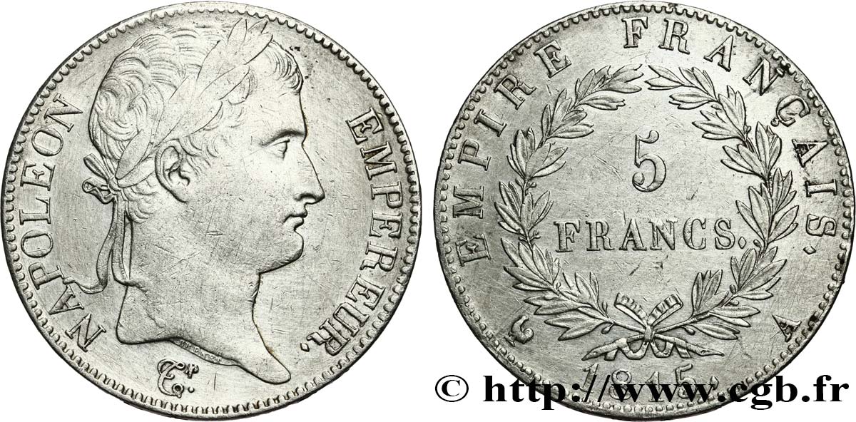 5 francs Napoléon Empereur, Cent-Jours 1815 Paris F.307A/1 TTB 