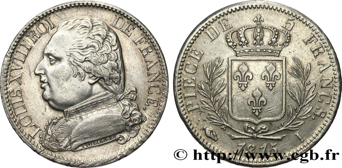 5 francs Louis XVIII, buste habillé 1815 Limoges F.308/20 SUP 