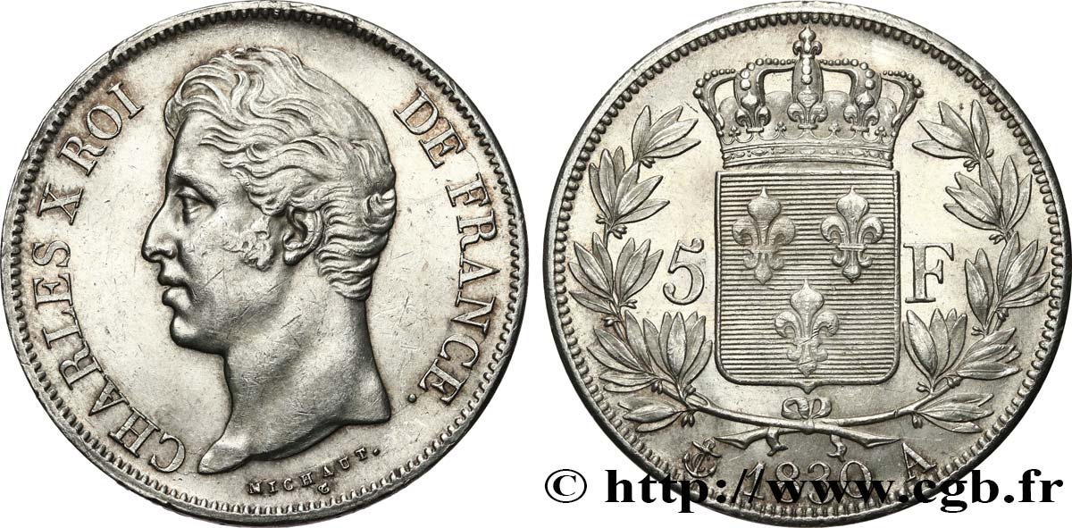 5 francs Charles X, 2e type 1830 Paris F.311/40 VZ 