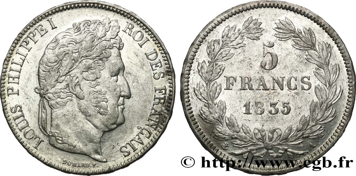 5 francs IIe type Domard 1835 Paris F.324/42 MBC+ 
