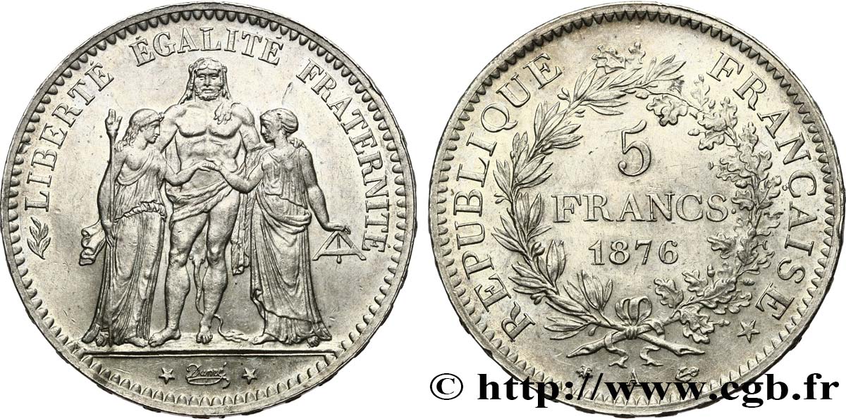 5 francs Hercule 1876 Paris F.334/17 SPL 
