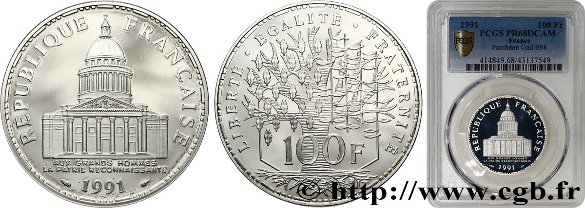 100 francs Panthéon, BE (Belle Épreuve) 1991  F.451/12 FDC68 PCGS