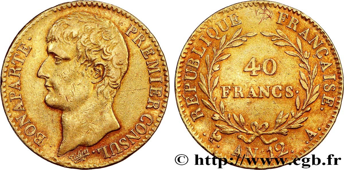 40 francs or Bonaparte Premier Consul 1804 Paris F.536/6 TTB40 