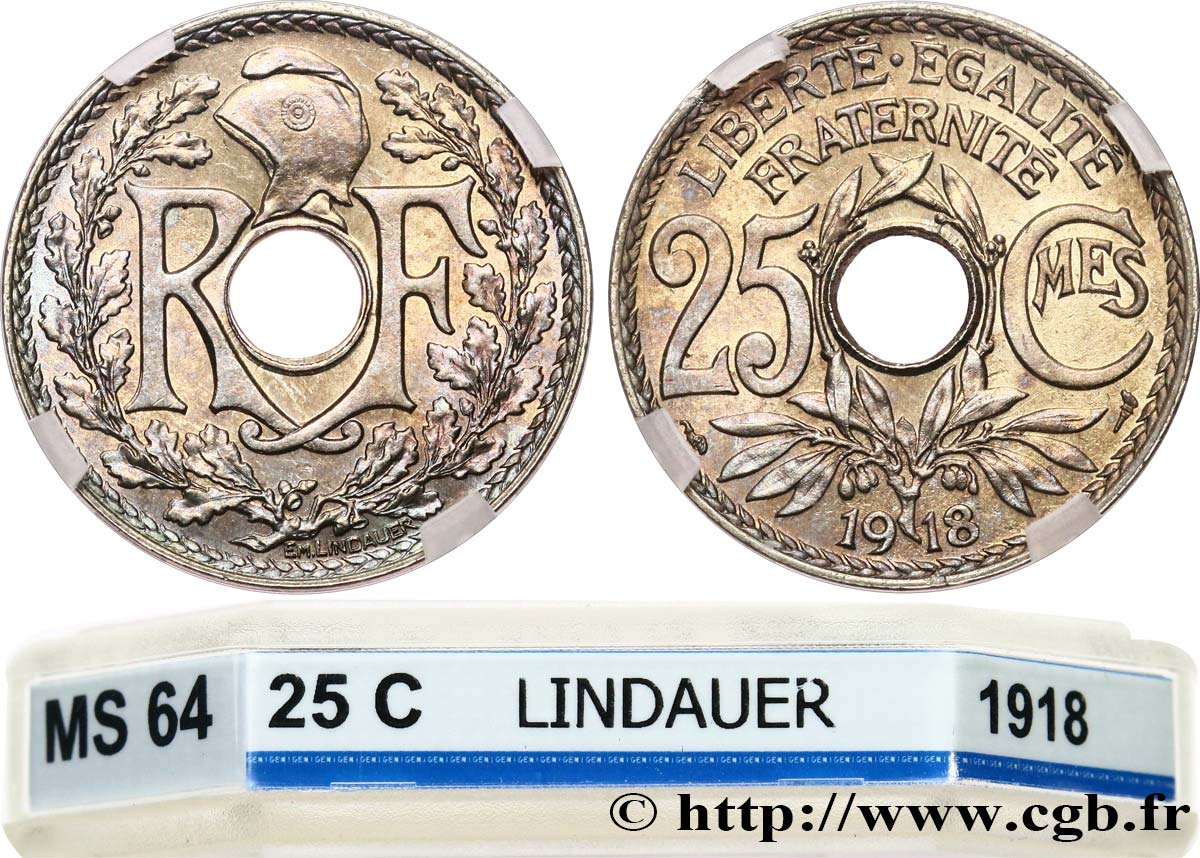 25 centimes Lindauer 1918  F.171/2 MS64 GENI